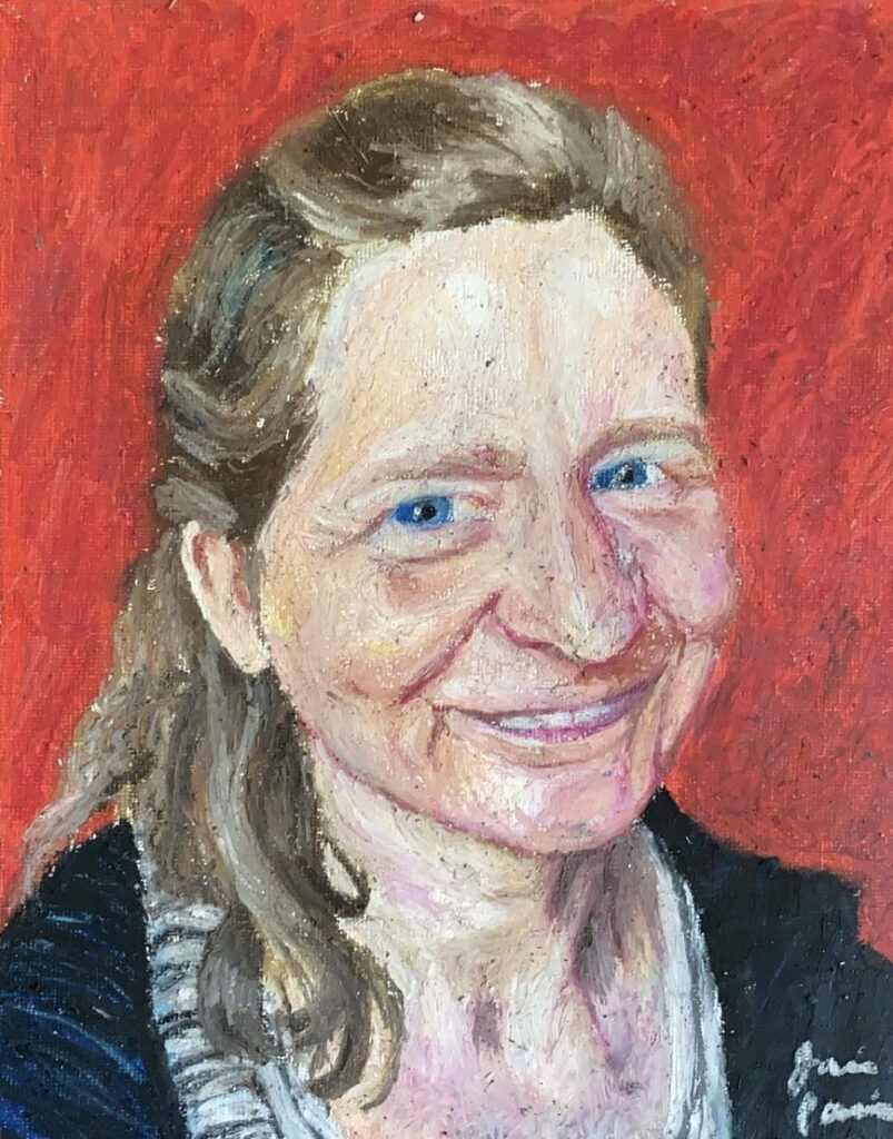 oil pastel portrait of a woman