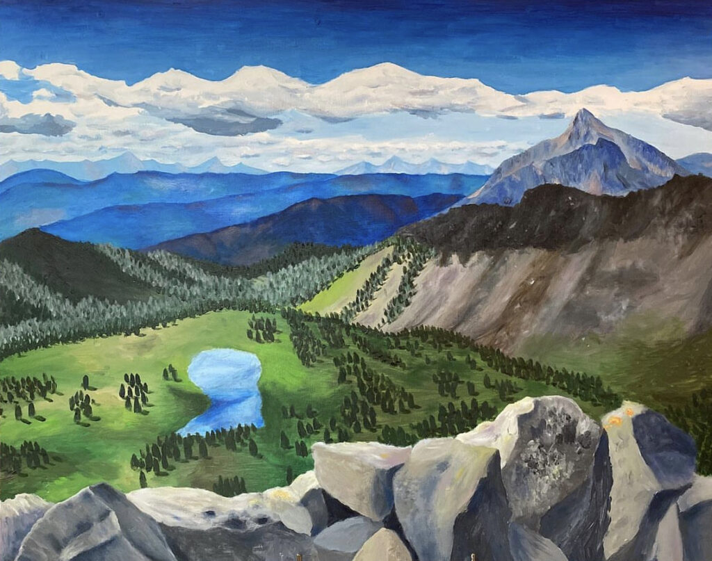oil painting of a mountain range